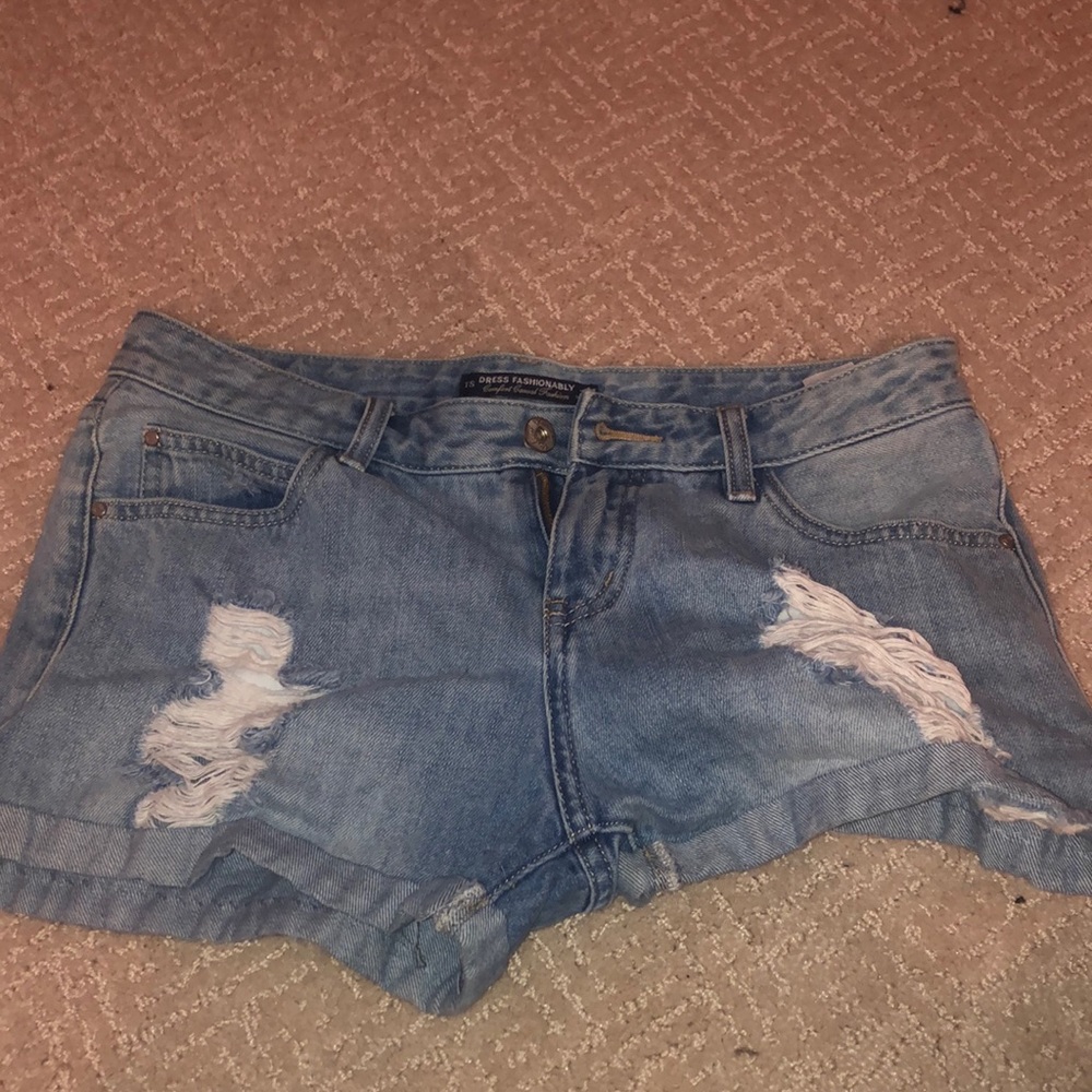 Ripped jean shorts
